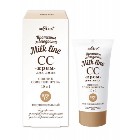 СС-Крем для лица Белита Milk line Протеины молодости Сияние совершенства 10 в 1 SPF 15 30 мл СС-Крем для лица Белита Milk line Протеины молодости Сияние совершенства 10 в 1 SPF 15 30 мл